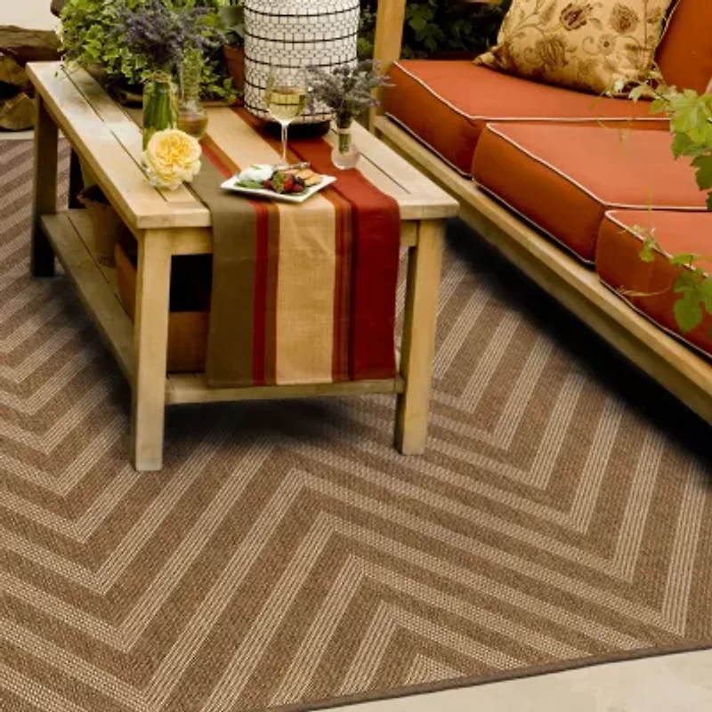 Covington Home Kehlani Chevron Stripe Indoor Outdoor Rectangular Accent Rug