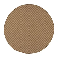 Covington Home Kehlani Chevron Stripe 7'10"X7'10" Indoor Outdoor Round Area Rug