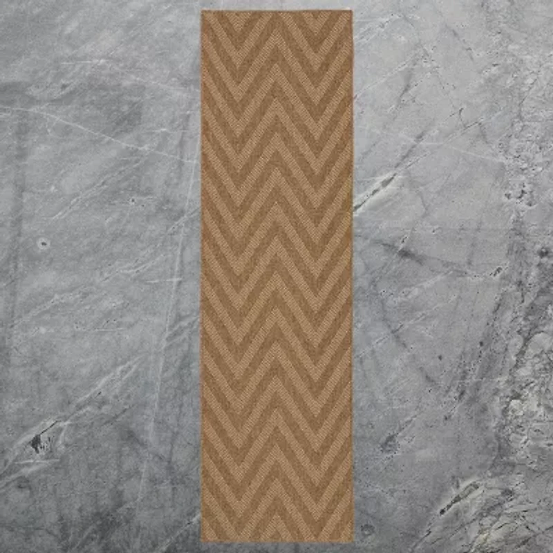 Covington Home Kehlani Chevron Stripe 2'3"X7'6" Indoor Outdoor Rectangular Runner