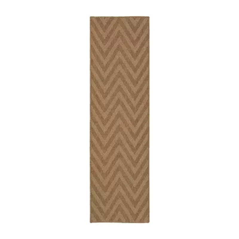 Covington Home Kehlani Chevron Stripe 2'3"X7'6" Indoor Outdoor Rectangular Runner