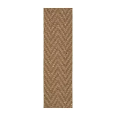 Covington Home Kehlani Chevron Stripe 2'3"X7'6" Indoor Outdoor Rectangular Runner