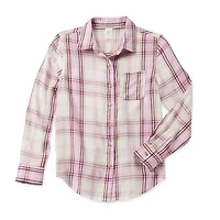 Thereabouts Little & Big Kid Girls Long Sleeve Cuffed Regular Fit Button-Down Shirt