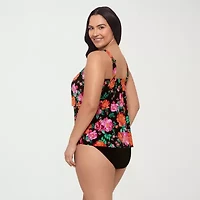 Trimshaper Womens Floral Plus Tankini Swimsuit Top