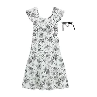 by&by girl Big Kid Girls Short Sleeve Flutter A-Line Dress