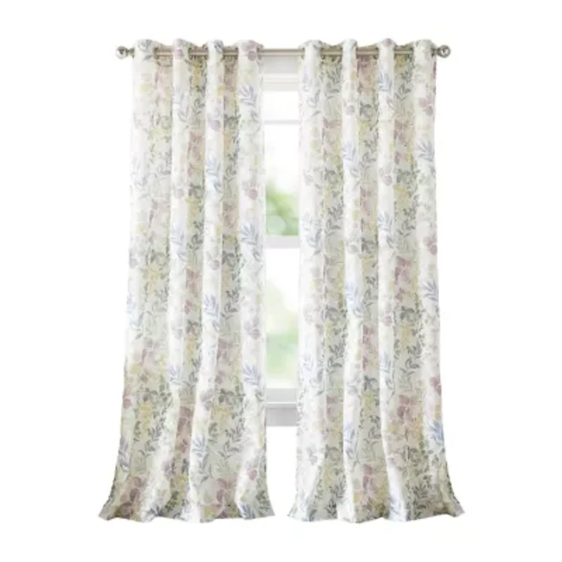 Martha Stewart Jardin Grommet Top Sheer Single Curtain Panel