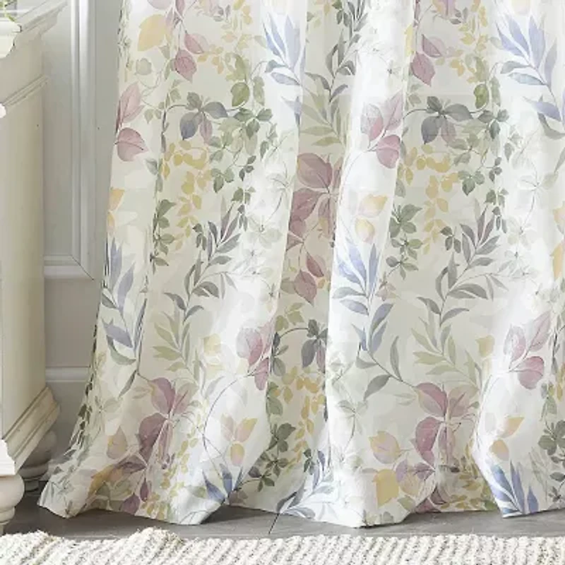 Martha Stewart Jardin Grommet Top Sheer Single Curtain Panel