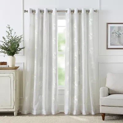 Martha Stewart Soriah Grommet Top Sheer Single Curtain Panel