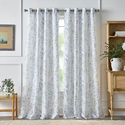 Martha Stewart Spring Blooms Grommet Top Sheer Single Curtain Panel