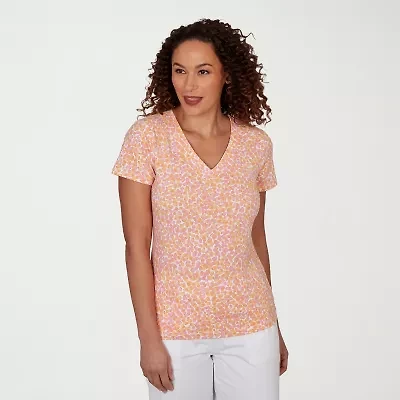 Hearts Of Palm Womens V Neck Short Sleeve T-Shirt