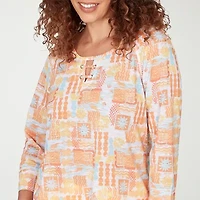 Hearts Of Palm Womens Keyhole Neck 3/4 Sleeve Blouse