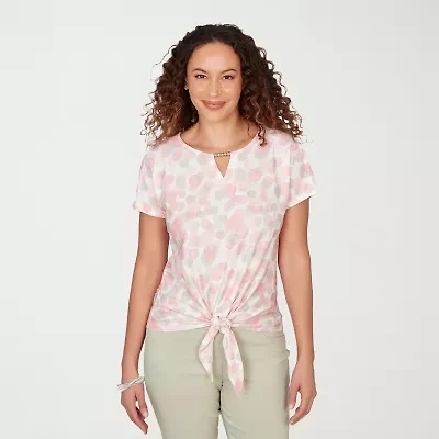 Hearts Of Palm Womens Crew Neck Short Sleeve Blouse