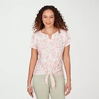 Hearts Of Palm Womens Crew Neck Short Sleeve Blouse