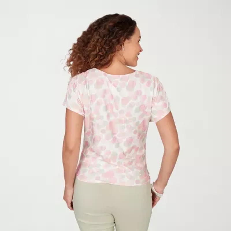 Hearts Of Palm Womens Crew Neck Short Sleeve Blouse