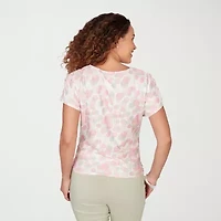 Hearts Of Palm Womens Crew Neck Short Sleeve Blouse