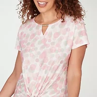 Hearts Of Palm Womens Crew Neck Short Sleeve Blouse