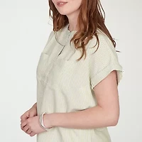 Hearts Of Palm Womens Split Crew Neck Short Sleeve Blouse