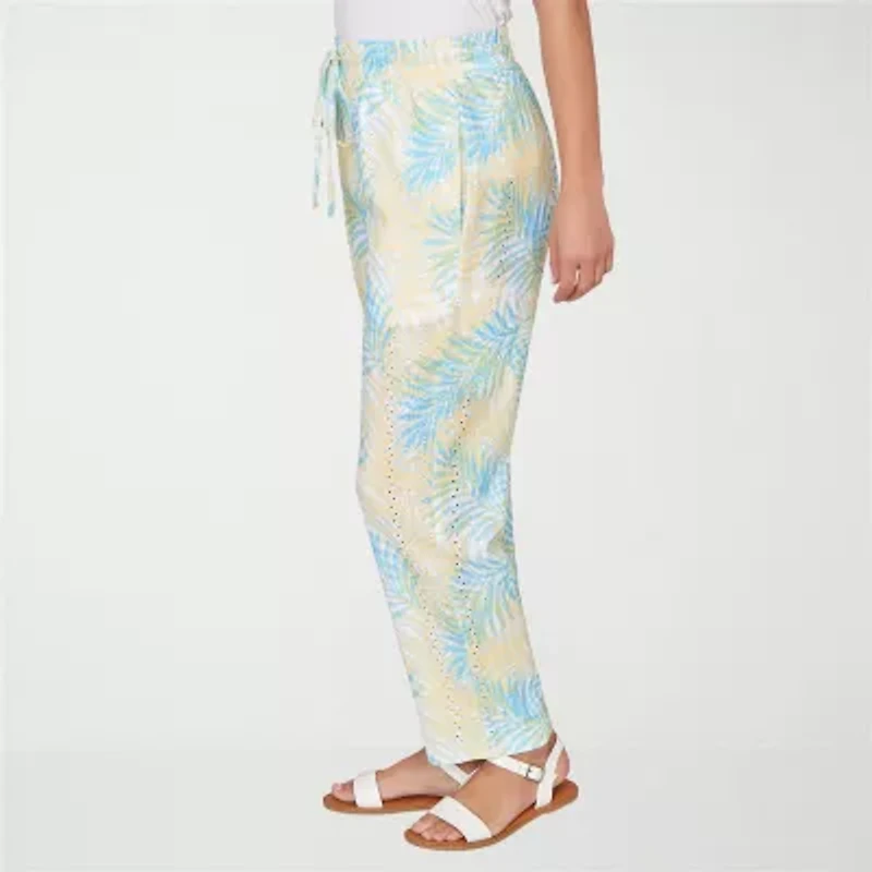 Hearts Of Palm Womens Straight Mid Rise Pull-On Pant