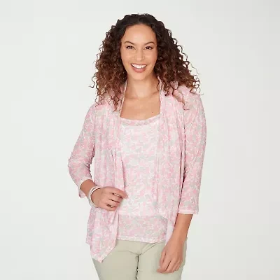 Hearts Of Palm Womens 3/4 Sleeve Open Front Cardigan