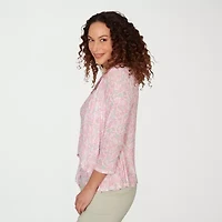 Hearts Of Palm Womens 3/4 Sleeve Open Front Cardigan