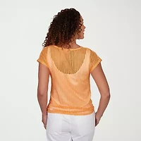 Hearts Of Palm Womens Keyhole Neck Short Sleeve Lined Blouse