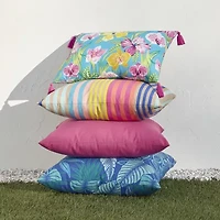 Outdoor Oasis 20"X 20" Orchid Print Square Throw Pillow
