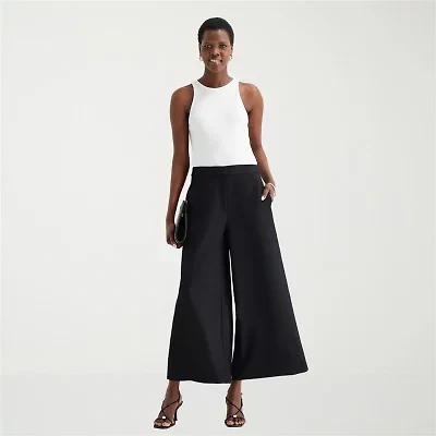Worthington Womens Tall Wide Leg High Rise Cropped Pant