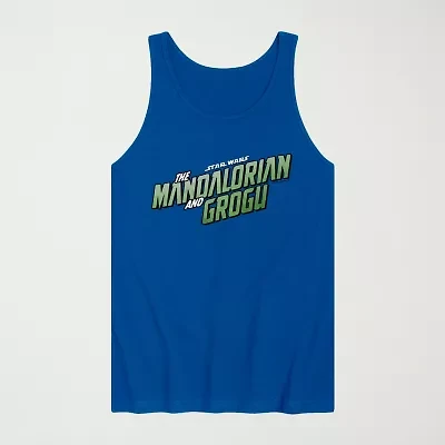 Novelty The Mandalorian And Grogu Logo Mens Crew Neck Sleeveless Regular Fit Baby Yoda Star Wars Graphic T-Shirt