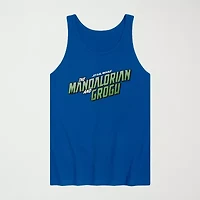 Novelty The Mandalorian And Grogu Logo Mens Crew Neck Sleeveless Regular Fit Baby Yoda Star Wars Graphic T-Shirt