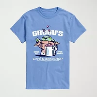 Novelty The Mandalorian And Grogu Cafe Bakeshop Mens Crew Neck Short Sleeve Regular Fit Baby Yoda Star Wars Graphic T-Shirt