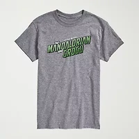 Novelty The Mandalorian And Grogu Logo Mens Crew Neck Short Sleeve Regular Fit Baby Yoda Star Wars Graphic T-Shirt