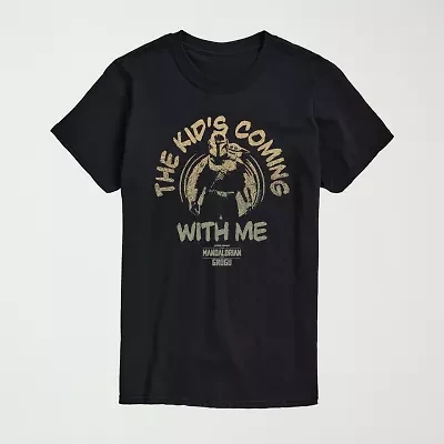 Novelty The Mandalorian And Grogu Kids Coming With Me Mens Crew Neck Short Sleeve Regular Fit Baby Yoda Star Wars Graphic T-Shirt