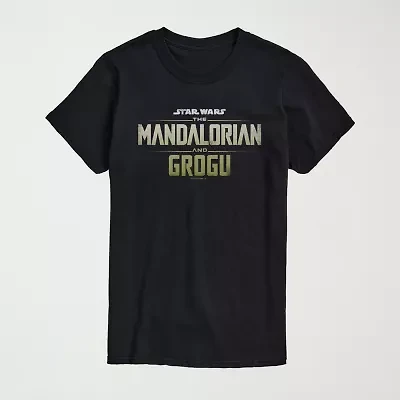 Novelty The Mandalorian And Grogu Logo Vintage Faded Mens Crew Neck Short Sleeve Regular Fit Baby Yoda Star Wars Graphic T-Shirt