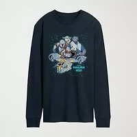 Novelty The Mandalorian And Grogu Collage Mens Crew Neck Long Sleeve Regular Fit Baby Yoda Star Wars Graphic T-Shirt