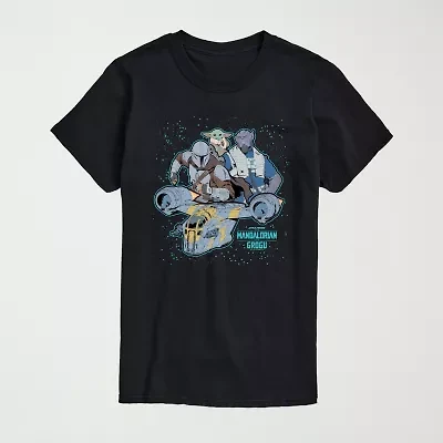 Novelty The Mandalorian And Grogu Collage Mens Crew Neck Short Sleeve Regular Fit Baby Yoda Star Wars Graphic T-Shirt