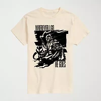 Novelty The Mandalorian And Grogu Where Ever I Go He Goes Mens Crew Neck Short Sleeve Regular Fit Baby Yoda Star Wars Graphic T-Shirt