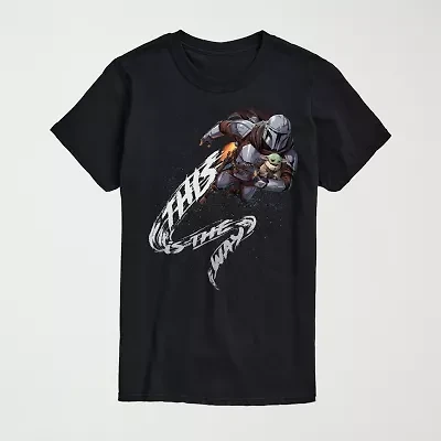 Novelty The Mandalorian This Is Way Mens Crew Neck Short Sleeve Regular Fit Baby Yoda Star Wars Big and Tall Graphic T-Shirt