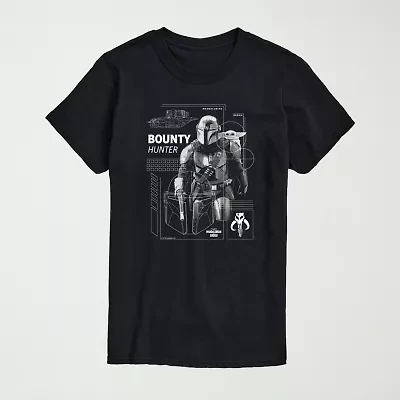 Novelty The Mandalorian and Grogu Bounty Hunter Mens Crew Neck Short Sleeve Regular Fit Baby Yoda Star Wars Big Tall Graphic T-Shirt