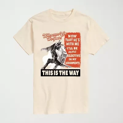 Novelty The Mandalorian and Grogu Bounty Hunter Mens Crew Neck Short Sleeve Regular Fit Baby Yoda Star Wars Big Tall Graphic T-Shirt