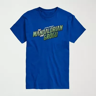 Novelty The Mandalorian and Grogu Mens Crew Neck Short Sleeve Regular Fit Baby Yoda Star Wars Big Tall Graphic T-Shirt