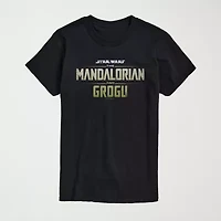 Novelty The Mandalorian and Grogu Logo Mens Crew Neck Short Sleeve Regular Fit Baby Yoda Star Wars Big Tall Graphic T-Shirt