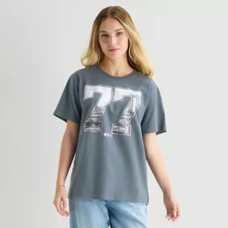Grayson Threads, The Label New York Boyfriend Tee Womens Juniors Crew Neck Short Sleeve Loose Fit Graphic T-Shirt