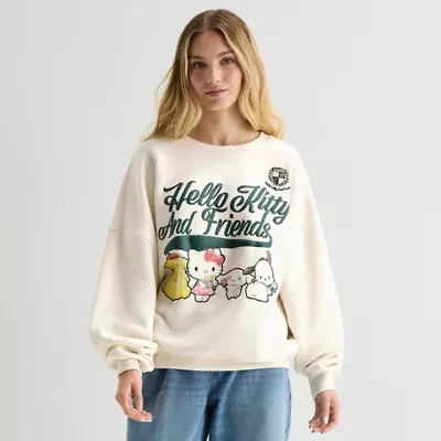 Grayson Threads, The Label Womens Juniors Crew Neck Long Sleeve Hello Kitty Sweatshirt