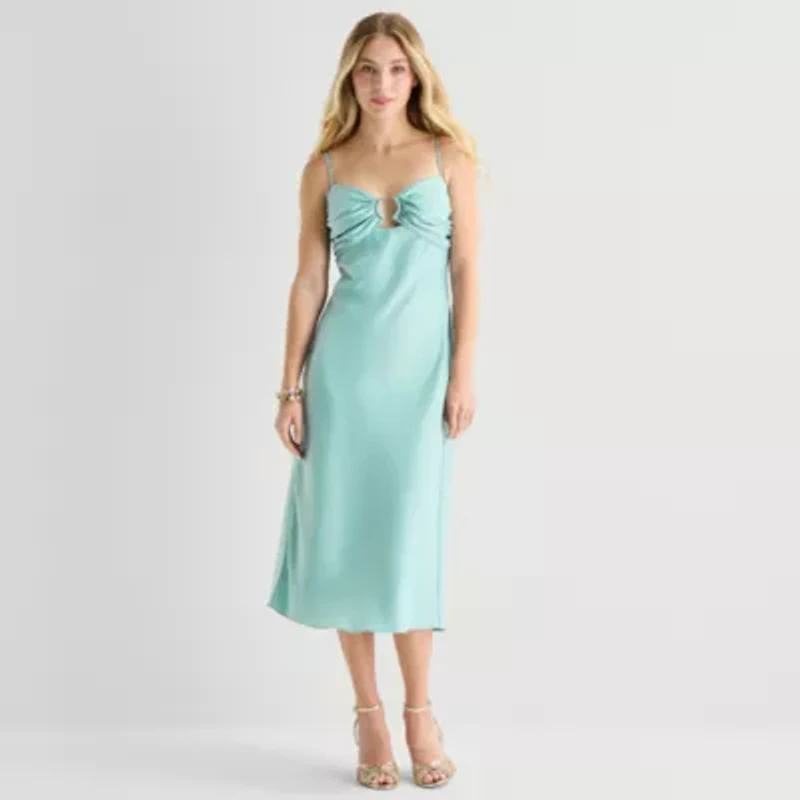 City Triangle Womens Juniors Sleeveless Slip Dress