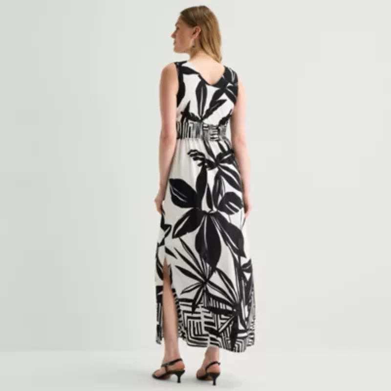 Rabbit Design Womens V Neck Sleeveless Maxi Dress