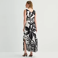 Rabbit Design Womens V Neck Sleeveless Maxi Dress