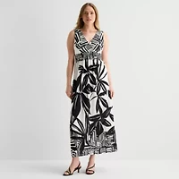 Rabbit Design Womens V Neck Sleeveless Maxi Dress