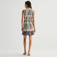 Be by CHETTA B Womens Sleeveless Floral Fit + Flare Dress