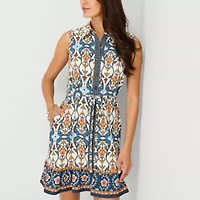 Be by CHETTA B Womens Sleeveless Floral Fit + Flare Dress
