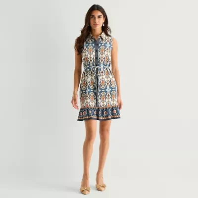 Be by CHETTA B Womens Sleeveless Floral Fit + Flare Dress