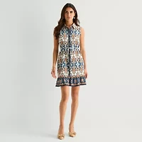 Be by CHETTA B Womens Sleeveless Floral Fit + Flare Dress